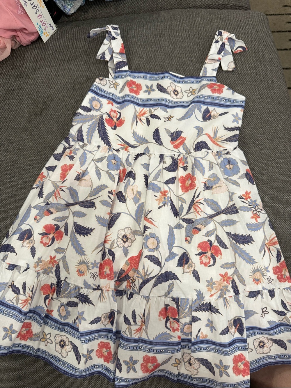 Janie and Jack Girls White Floral Tie-Shoulder Sundress NWT